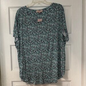 Philosophy Black and Blue Patterned Blouse